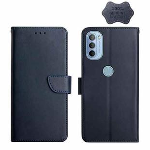 For Motorola Moto G51 5G Genuine Leather Fingerprint-proof Horizontal Flip Phone Case(Blue)