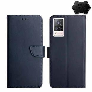 For vivo S9 Genuine Leather Fingerprint-proof Flip Phone Case(Blue)