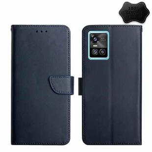 For vivo S10 / S10 Pro Genuine Leather Fingerprint-proof Flip Phone Case(Blue)