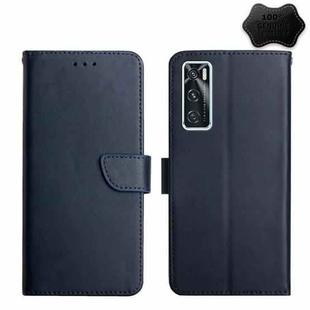For vivo V20 SE / Y70 Genuine Leather Fingerprint-proof Flip Phone Case(Blue)