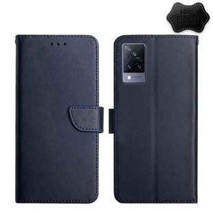 For vivo V21 5G / 4G Genuine Leather Fingerprint-proof Flip Phone Case(Blue)