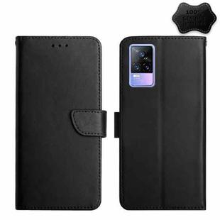 For vivo V21e 4G / Y73 2021 Genuine Leather Fingerprint-proof Flip Phone Case(Black)