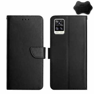 For vivo V20 Genuine Leather Fingerprint-proof Flip Phone Case(Black)