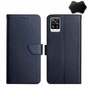 For vivo V20 Genuine Leather Fingerprint-proof Flip Phone Case(Blue)