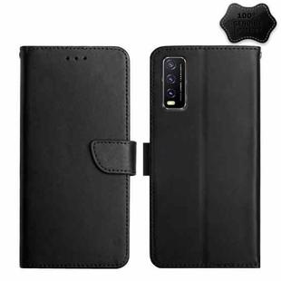 For vivo Y20 2020 / Y20s / Y20i Genuine Leather Fingerprint-proof Flip Phone Case(Black)