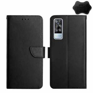 For vivo Y51 (2020, December) Genuine Leather Fingerprint-proof Flip Phone Case(Black)