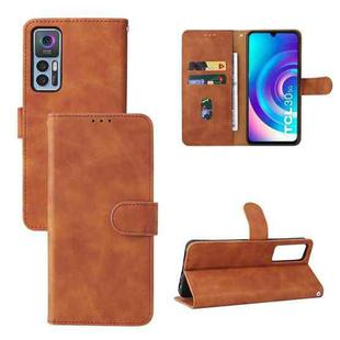 For TCL 30 5G/30+ 5G Skin Feel Magnetic Flip Leather Phone Case(Brown)