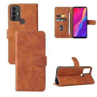 For TCL 30 SE Skin Feel Magnetic Flip Leather Phone Case(Brown)