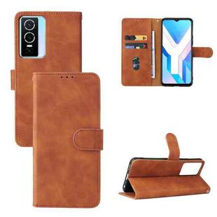 For vivo Y76 5G/Y76S 5G/Y74S Skin Feel Magnetic Flip Leather Phone Case(Brown)