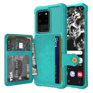 For Samsung Galaxy S20 Magnetic Wallet Card Bag Leather Phone Case(Cyan)