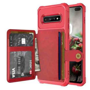 For Samsung Galaxy S10+ Magnetic Wallet Card Bag Leather Phone Case(Red)