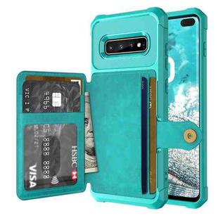 For Samsung Galaxy S10+ Magnetic Wallet Card Bag Leather Phone Case(Cyan)