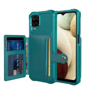 For Samsung Galaxy A12 Magnetic Wallet Card Bag Leather Phone Case(Cyan)