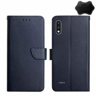 For LG K22 Genuine Leather Fingerprint-proof Flip Phone Case(Blue)