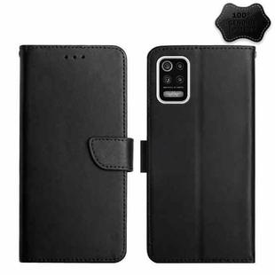 For LG K42 Genuine Leather Fingerprint-proof Flip Phone Case(Black)