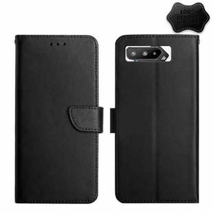 For Asus ROG Phone 5 ZS673KS Genuine Leather Fingerprint-proof Flip Phone Case(Black)