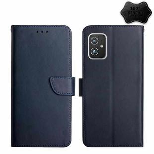 For Asus Zenfone 8 ZS590KS Genuine Leather Fingerprint-proof Flip Phone Case(Blue)