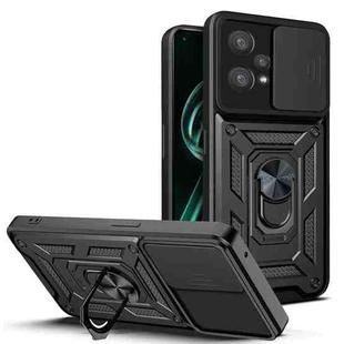 For OPPO Realme 9 Pro+ Sliding Camera Cover Design TPU+PC Phone Case(Black)