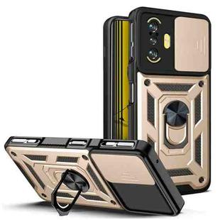 For  Xiaomi Poco F3 GT/Redmi K40 Sliding Camera Cover Design TPU+PC Phone Case(Gold)