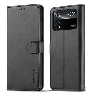 For Xiaomi Poco M4 Pro LC.IMEEKE Calf Texture Leather Phone Case(Black)