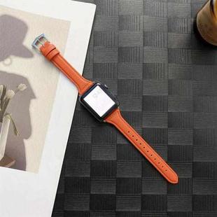 Small Waist Lychee Texture Watch Band For Apple Watch Series 8&7 41mm / SE 2&6&SE&5&4 40mm / 3&2&1 38mm(Orange)