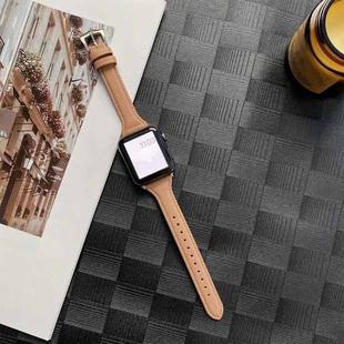 Small Waist Lychee Texture Watch Band For Apple Watch Series 8&7 41mm / SE 2&6&SE&5&4 40mm / 3&2&1 38mm(Khaki)