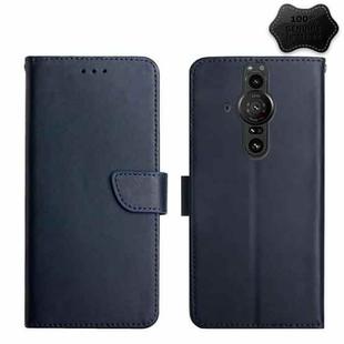 For Sony Xperia Pro-I Genuine Leather Fingerprint-proof Flip Phone Case(Blue)
