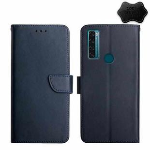 For TCL 20 R 5G Genuine Leather Fingerprint-proof Flip Phone Case(Blue)