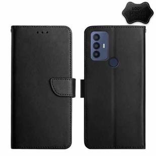 For TCL 30 SE Genuine Leather Fingerprint-proof Flip Phone Case(Black)