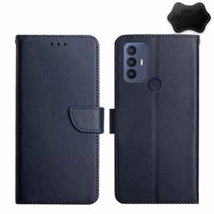 For TCL 30 SE Genuine Leather Fingerprint-proof Flip Phone Case(Blue)