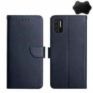 For UMIDIGI A7S Genuine Leather Fingerprint-proof Flip Phone Case(Blue)