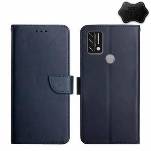For UMIDIGI A9 Genuine Leather Fingerprint-proof Flip Phone Case(Blue)