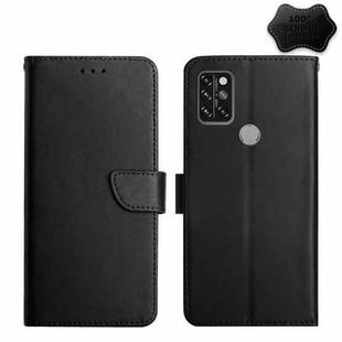 For UMIDIGI A9 Pro Genuine Leather Fingerprint-proof Flip Phone Case(Black)