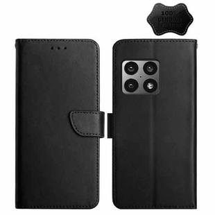 For OnePlus 10 Pro Genuine Leather Fingerprint-proof Horizontal Flip Phone Case(Black)