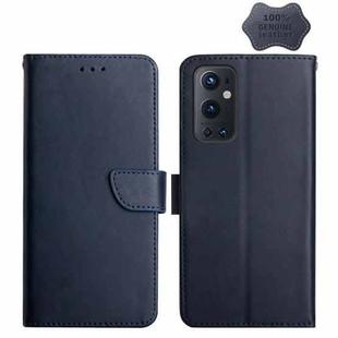 For OnePlus 9 Pro Genuine Leather Fingerprint-proof Horizontal Flip Phone Case(Blue)