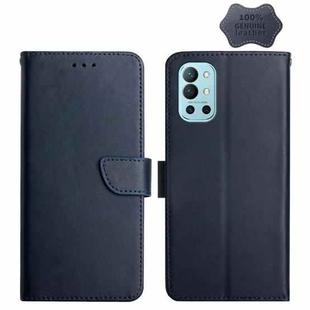 For OnePlus 9R Genuine Leather Fingerprint-proof Horizontal Flip Phone Case(Blue)