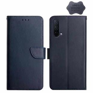 For OnePlus Nord CE 5G Genuine Leather Fingerprint-proof Horizontal Flip Phone Case(Blue)