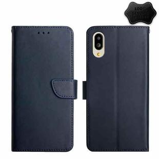 For Sharp Simple Sumaho 6 Genuine Leather Fingerprint-proof Flip Phone Case(Blue)