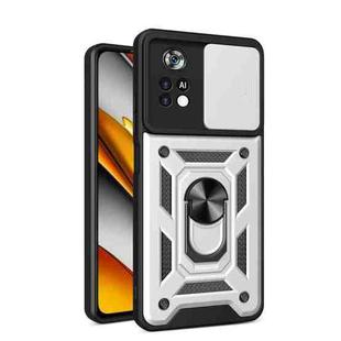 For Xiaomi Poco X4 Pro 5G Sliding Camera Cover Design TPU+PC Phone Case(Silver)