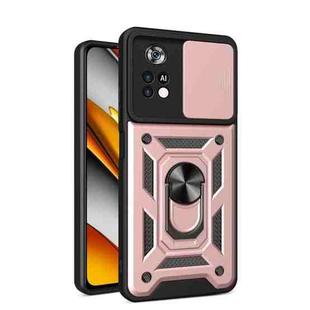 For Xiaomi Poco X4 Pro 5G Sliding Camera Cover Design TPU+PC Phone Case(Rose Gold)