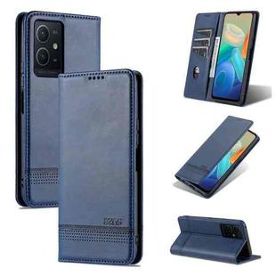 For vivo Y33s 5G / Y75 5G AZNS Magnetic Calf Texture Flip Leather Phone Case(Dark Blue)