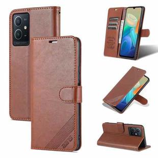 For vivo Y33s 5G / Y75 5G AZNS Sheepskin Texture Flip Leather Phone Case(Brown)