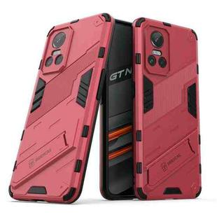 For OPPO Realme GT Neo3 5G China Punk Armor 2 in 1 PC + TPU Shockproof Phone Case with Invisible Holder(Light Red)