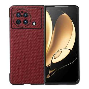 For vivo X Fold Accurate Hole Carbon Fiber Texture PU Phone Case(Red)