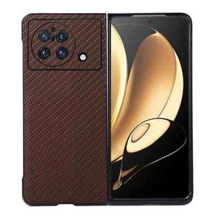 For vivo X Fold Accurate Hole Carbon Fiber Texture PU Phone Case(Brown)