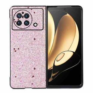 For vivo X Fold Accurate Hole Glitter Powder PU Phone Case(Pink)