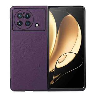 For vivo X Fold Accurate Hole Litchi Texture Genuine Leather Phone Case(Purple)