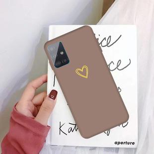 For Galaxy A51 Golden Love Heart Pattern Frosted TPU Protective Case(Khaki)