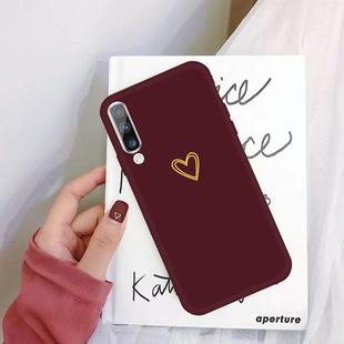 For Galaxy A70 Golden Love Heart Pattern Frosted TPU Protective Case(Wine Red)