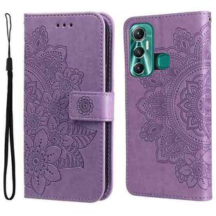 For Infinix Hot 11 7-petal Flowers Embossing Pattern Horizontal Flip Leather Case(Light Purple)